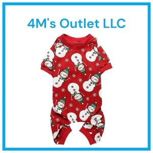 Cute Snowman Xmas PJS Cotton Pet Dog Christmas Outfit Pajamas